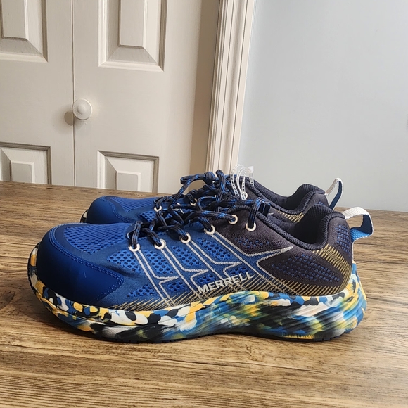 Merrell Men's Moab Flight Carbon Fiber Work Shoes. Blue-Jacquard Upper Size 8.5. - Picture 3 of 12